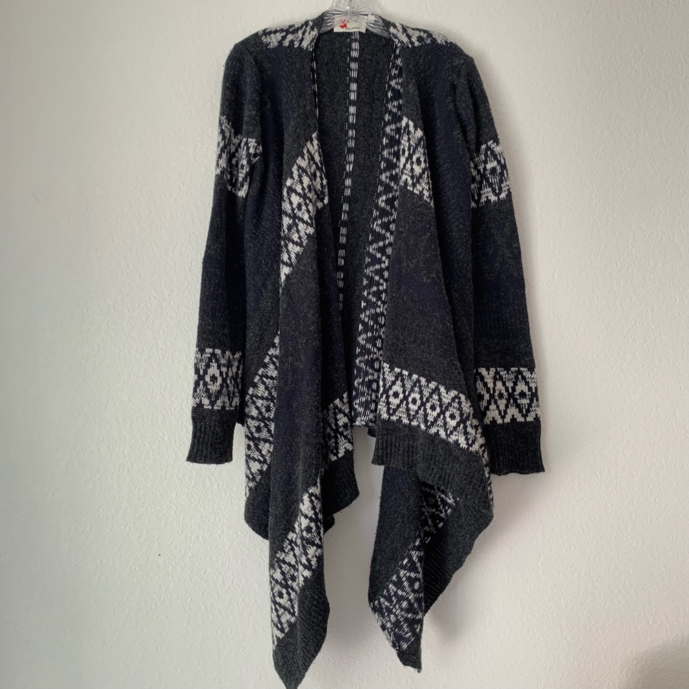 Anthropologie 8 Red Butterflies Drapey Open Cardigan Size Large